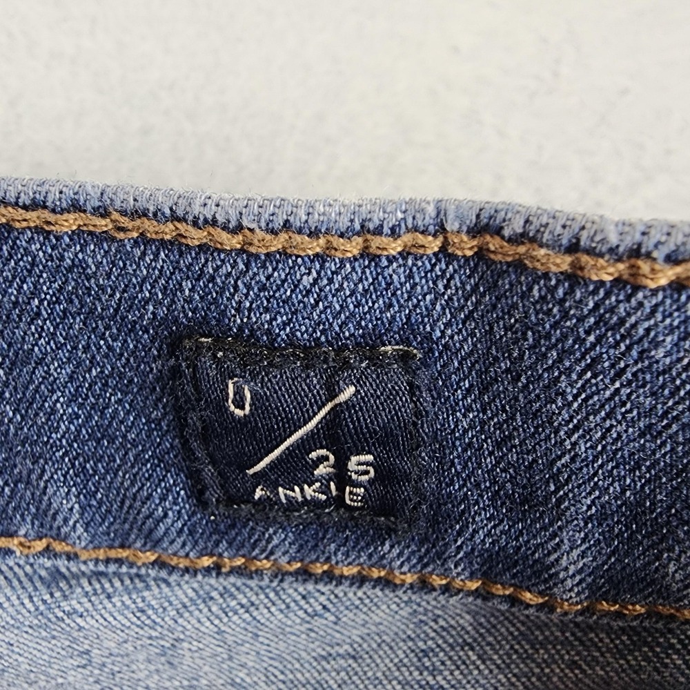 Lucky Brand Mid Rise Skinny Ava Ankle Jeans Womens 0/25 Blue Raw Hem Stretch - Picture 3 of 15